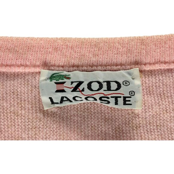 Izod Lacoste Womens Sweater Pink Solid Pullover Long Sleeve Crew Neck Tight Knit - Picture 3 of 6